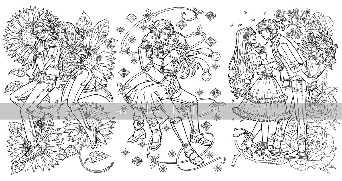 Anime Style Line Art for Coloring Project